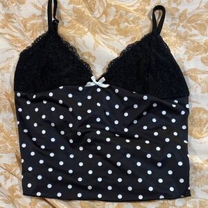 Black and White Polka Dot Lace Cami